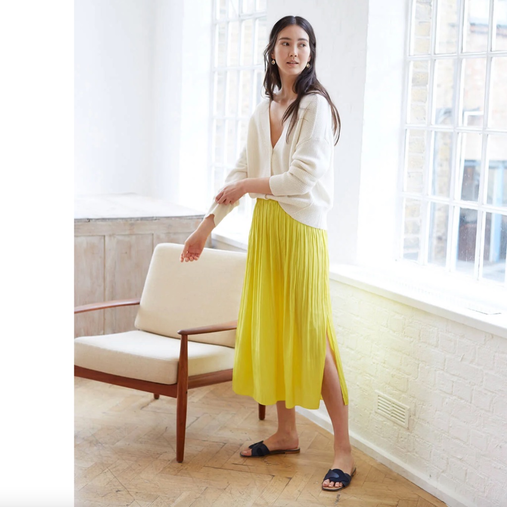 Jigsaw Crocus Drape Skirt, Princess Kate Lemon Zest Size 10